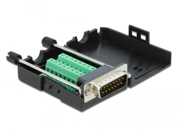 Delock - VGA-adapter - 15 pin D-Sub (DB-15) (hann) til 16-pinners terminalblokk - tommelskruer