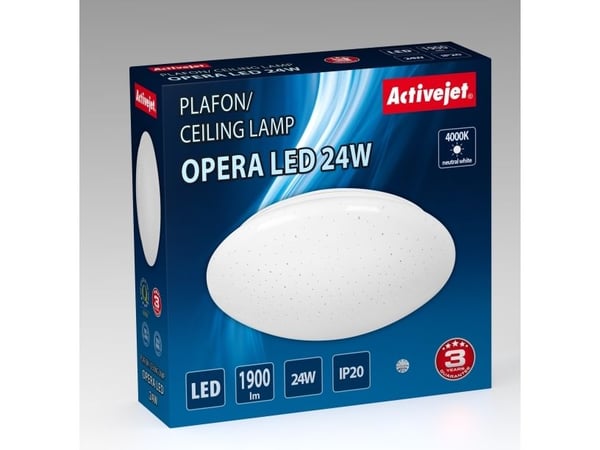 Activejet AJE-OPERA 24W, 32 lamppu(a), LED, Ei vaihdettavissa oleva hehkulamppu, 4000 K, 1900 lm, IP20