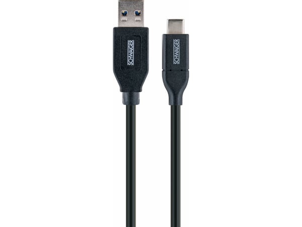 Schwaiger Power4You Professional - USB-kabel - USB-type A (hann) til 24 pin USB-C (hann) - USB 3.1 Gen2 - 3 A - 50 cm - rund - svart