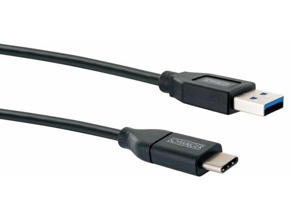 Schwaiger Power4You Professional - USB-kabel - USB-type A (hann) til 24 pin USB-C (hann) - USB 3.1 Gen2 - 3 A - 50 cm - rund - svart