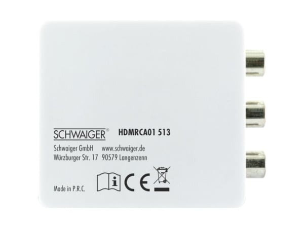 Schwaiger HDMRCA01 513 - 1920 x 1080 piksler - 720p,1080p - NTSC 3.58,NTSC 4.43,PAL,PAL M,PAL N,SECAM - Skaler videokonverter - 1920 x 1080 piksler...