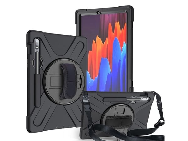 eSTUFF Defender Case - Baksidedeksel for nettbrett - silikon, polykarbonat - svart - 11" - for Samsung Galaxy Tab S7