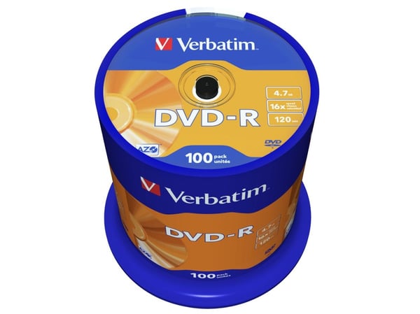 Verbatim DVD-R Matt Silver, DVD-R, 120 mm, Akseli, 100 kpl, 4,7 GB
