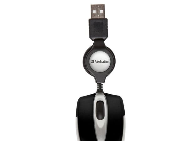 Verbatim Go Mini Optical Travel Mouse - Mus - høyre- og venstrehåndet - optisk - kablet - USB - svart
