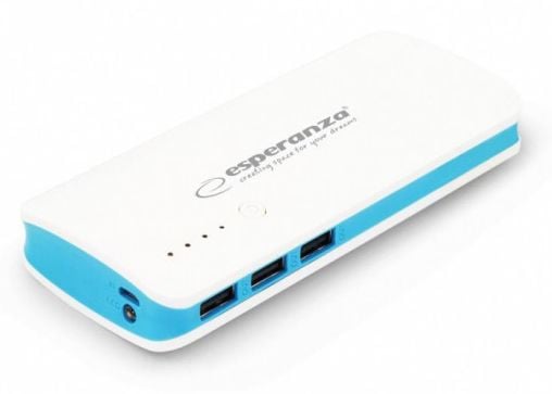 Esperanza EMP106W - Strømbank - 8000 mAh - 2 A - 3 utgangskontakter (USB) - på kabel: Micro-USB - hvit
