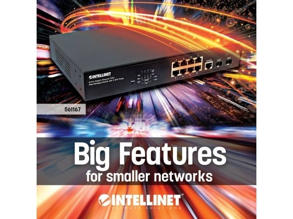 Intellinet 561167, Håndtert, Gigabit Ethernet (10/100/1000), Strøm over Ethernet (PoE), Rack-montering