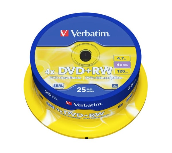 Verbatim - 25 x DVD+RW - 4.7 GB 4x - matt sølv - spindel