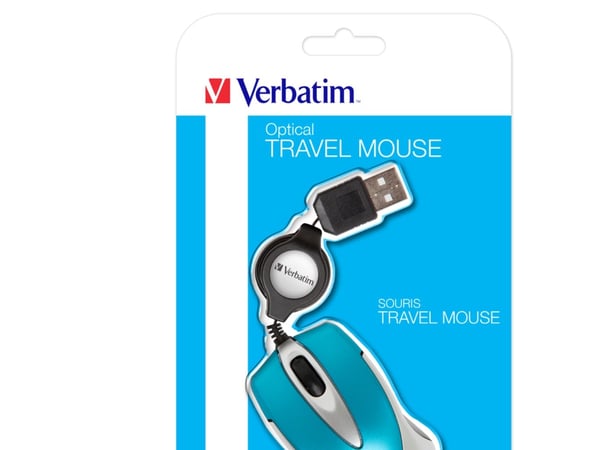 Verbatim Go Mini Optical Travel Mouse - Mus - høyre- og venstrehåndet - optisk - kablet - USB - karibisk blå