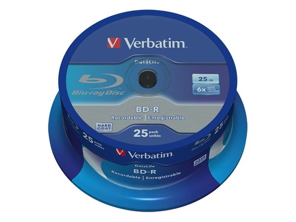 Verbatim Datalife 6x, 25 GB, BD-R, Akseli, 25 kpl