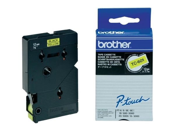 Brother - Svart, gul - Rulle (1,2 cm x 8 m) 1 kassett(er) bandlaminat - för P-Touch PT-2000, PT-3000, PT-500, PT-5000, PT-8E