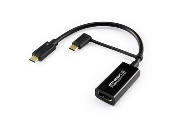 SpeaKa Professional SP-9015340, 0,15 m, USB Type-C, HDMI, Hankjønn, Hunkjønn, Rett