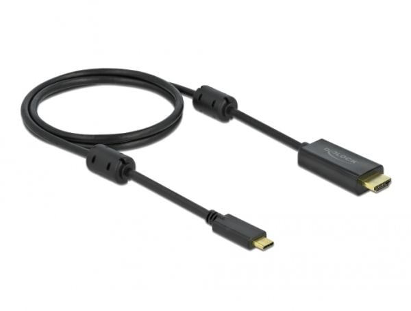 Delock - Video/lydkabel - 24 pin USB-C hann til HDMI hann - 1 m - svart - 4K-støtte, aktiv