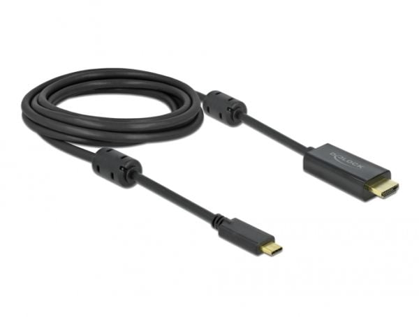 Delock - Video/lydkabel - 24 pin USB-C hann til HDMI hann - 3 m - svart - 4K-støtte, aktiv