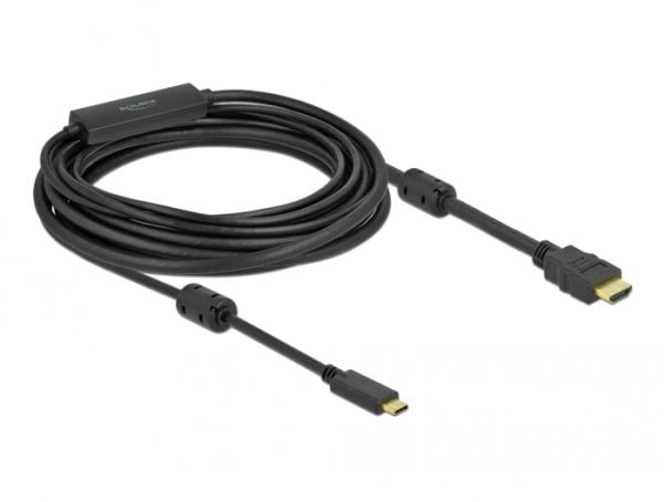 Delock - Video/lydkabel - 24 pin USB-C hann til HDMI hann - 7 m - svart - 4K-støtte, aktiv