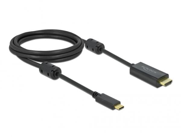 Delock - Video/lydkabel - 24 pin USB-C hann til HDMI hann - 2 m - svart - 4K-støtte, aktiv