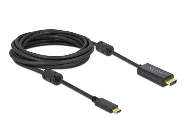 Delock - Video/lydkabel - 24 pin USB-C hann til HDMI hann - 5 m - svart - 4K-støtte, aktiv