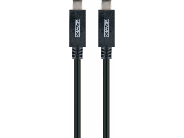 Schwaiger Power4You Professional - USB-kabel - 24 pin USB-C (hann) til 24 pin USB-C (hann) - USB 3.1 Gen2 - 5 A - 1 m - rund - svart