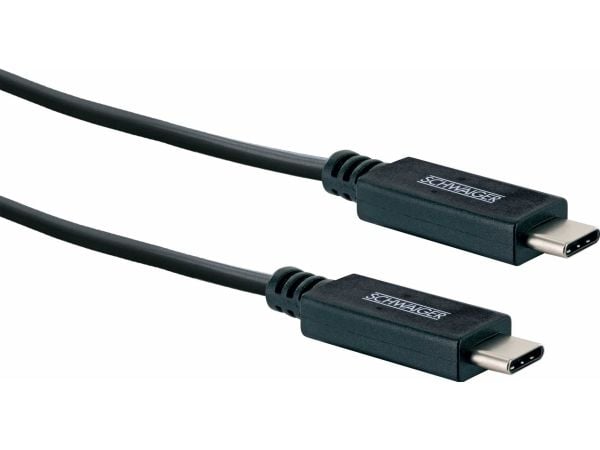Schwaiger Power4You Professional - USB-kabel - 24 pin USB-C (hann) til 24 pin USB-C (hann) - USB 3.1 Gen2 - 5 A - 1 m - rund - svart