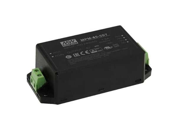 MEAN WELL MPM-65-5ST Strømforsyning og spenningsomformer innendørs 65 W svart (MPM-65-5ST)