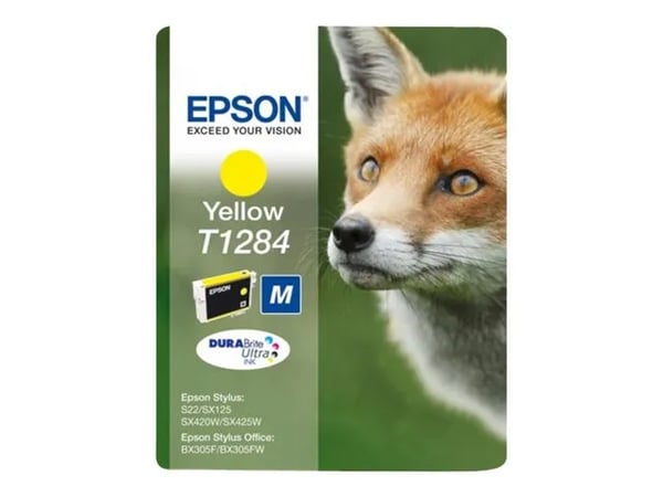 Epson Fox Yksittäispakkaus, keltainen T1284 DURABrite Ultra -muste, Keltainen, Väriainepohjainen muste, 3,5 ml, 1 kpl, Kertapakkaus