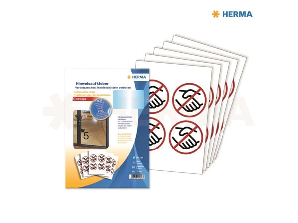 Herma etiket "Ingen håndtryk" ø10 - (20 stk.)