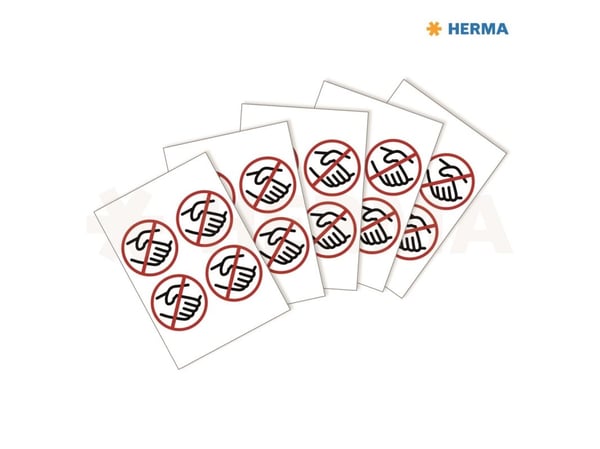 Herma etiket "Ingen håndtryk" ø10 - (20 stk.)