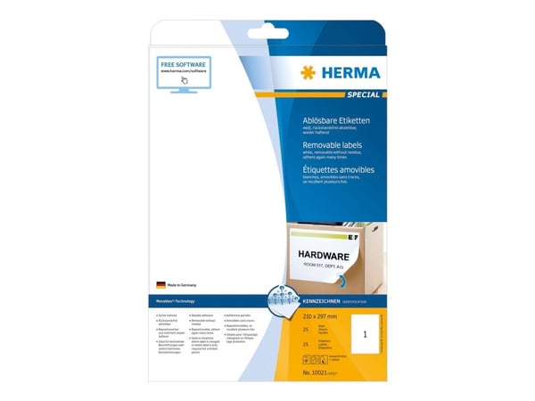 HERMA Special - Papir - matt - fjernbart selv-adhesiv - hvit - A4 (210 x 297 mm) 25 etikett(er) merkelapper