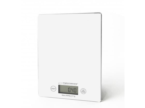Esperanza EKS002W, Sähkökeittiövaaka, 5 kg, 1 g, Valkoinen, Pöytämalli, Suorakulmio