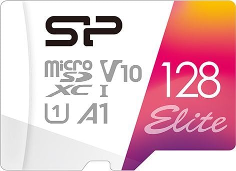 SILICON POWER Elite - Flashminnekort (microSDXC til SD-adapter inkludert) - 128 GB - A1 / Video Class V10 / UHS-I U1 / Class10 - microSDXC UHS-I