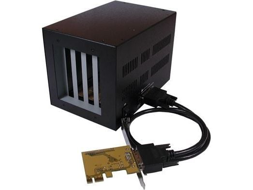 EXSYS PCI-Express Bus to 4x PCI Slot Expansion Box, PCIe, Musta, CE, FC, ROHS, WHQL, Texas Instruments, DC, 12 V