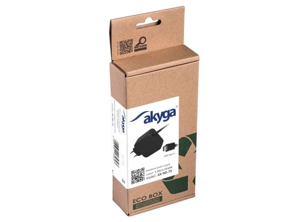 Akyga AK-ND-70 - Strømadapter - AC 100-250 V - 65 watt - svart
