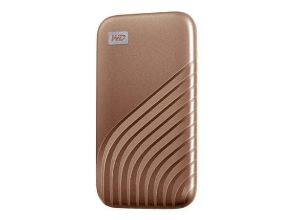 WD My Passport SSD WDBAGF0010BGD - SSD - kryptert - 1 TB - ekstern (bærbar) - USB 3.2 Gen 2 (USB-C kontakt) - 256-bit AES - gull