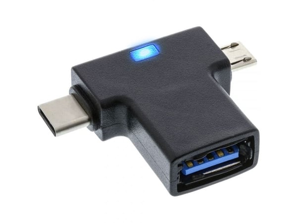 InLine 35804, USB type C male / micro USB male, USB Type C, Micro-USB, Musta