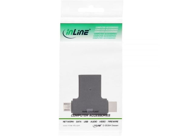 InLine 35804, USB type C male / micro USB male, USB Type C, Micro-USB, Musta