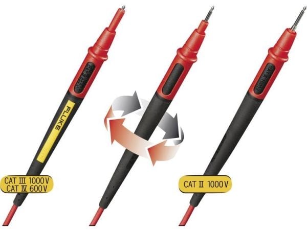 Fluke TL175, Testausjohdin, Banaaniliittimet, CAT II, CAT III, CAT IV, 4 mm, 1,9 cm, Silikoni