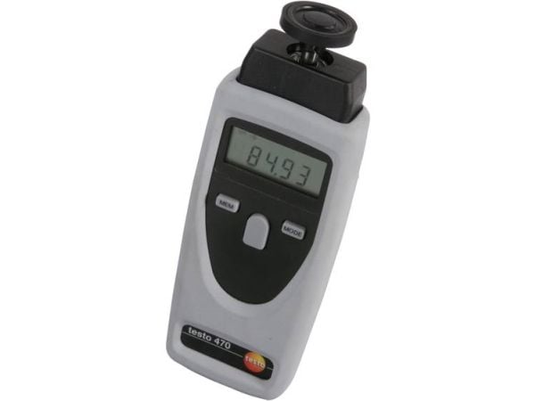 Testo 470, Bærbar, Kontakt, 0,1 - 19999 RPM, Sort, Grå, 0,2%, LCD