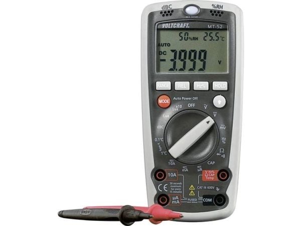 VOLTCRAFT MT-52 håndmultimeter, digitalt, miljømålefunksjon CAT III 600 V (counts): 4000