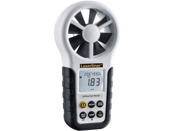 Laserliner AirflowTest-Master, Lomme/ Hånd-holdt, Vindmølle, 0,8 - 30 m/s, m/s, -10 - 60 °C, F, °C