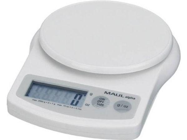 MAUL Alpha, Elektronisk kjøkkenvekt, 2 kg, 1 g, Hvit, Plast, AAA