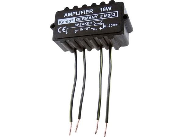 Kemo M033N Monovahvistin Rakennusmoduuli 9 V/DC, 12 V/DC, 18 V/DC, 20 V/DC 18 W 4 Ω