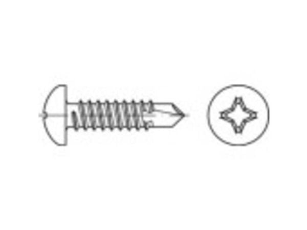 TOOLCRAFT 141471 borskrue 6,3 mm 22 mm kryss-kutt Philips DIN 7504 stål galvanisert 500 stk