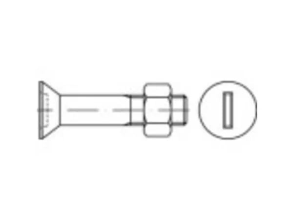 TOOLCRAFT forsænket skrue M20 65 mm spor DIN 7969 stål galvanisert 25 stk