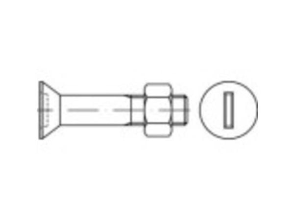 TOOLCRAFT 144332 forsænkede skruer M20 100 mm spor DIN 7969 stål galvanisert 25 stk