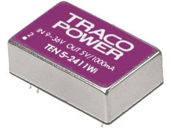 TracoPower TEN 5-2411WI DC/DC-muunnin, piirilevy 24 V/DC 5 V/DC 1 A 5 W Lähtöjen määrä: 1 x