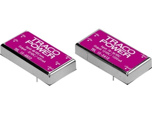 Traco Power TEL 15-1223, 25,4 mm, 10,2 mm, 50,8 mm, 32 g, 15 W, 9-18 V