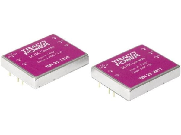 TracoPower TEN 25-1222 DC/DC-muunnin, piirilevy 12 V/DC 12 V/DC 12 V/DC, -12 V/DC 1,25 A 30 W Lähtöjen määrä: 2 x