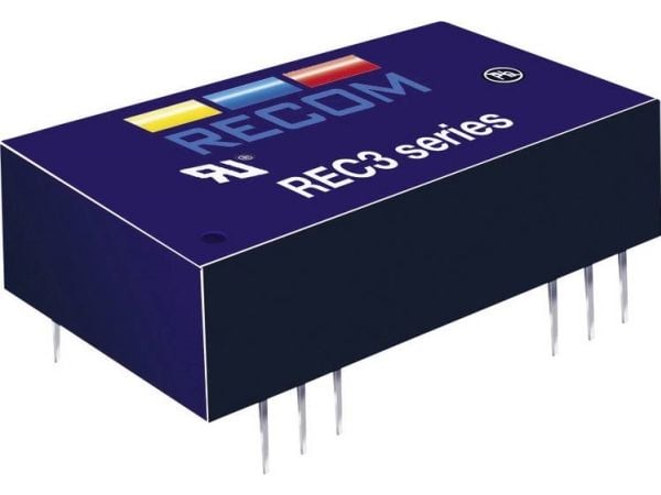 Recom International 10002884 REC3-0515DR/H1 DC/DC-omvandlare 3W 5 Vdc (±15 Vdc) ±100 mA