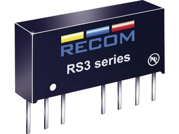 Recom International 10004209 RS3-243.3S 3W DC/DC-muunnin RS3-243.3S 18 - 36 Vdc 3,3 Vdc 600 mA 3 W