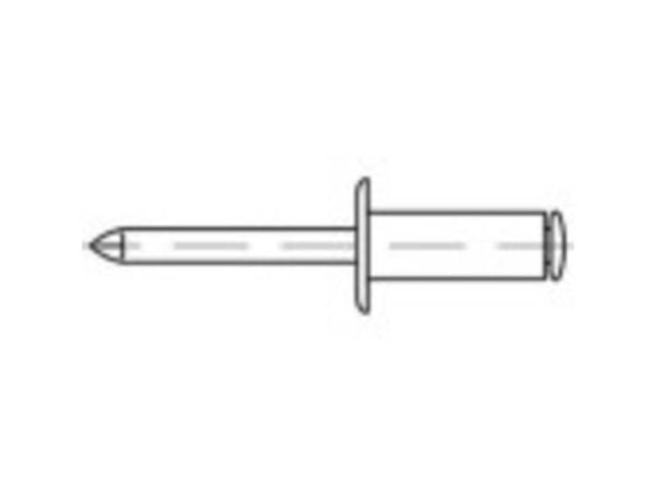 TOOLCRAFT 160317 Åpen blindnagle (Ø x L) 4 mm x 10 mm Aluminium Stål 500 stk
