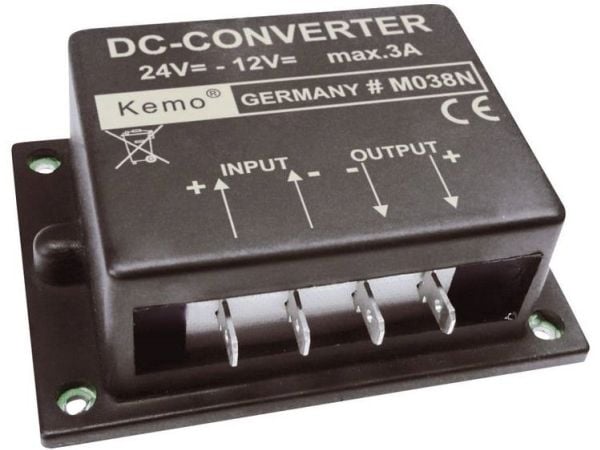Kemo Kemo-Electronic Jännitemuunnin Rakennusmoduuli Tulojännite (alue): 24 - 26 V/DC Lähtöjännite (alue): 12 V/DC (max.) 3 A 3 A